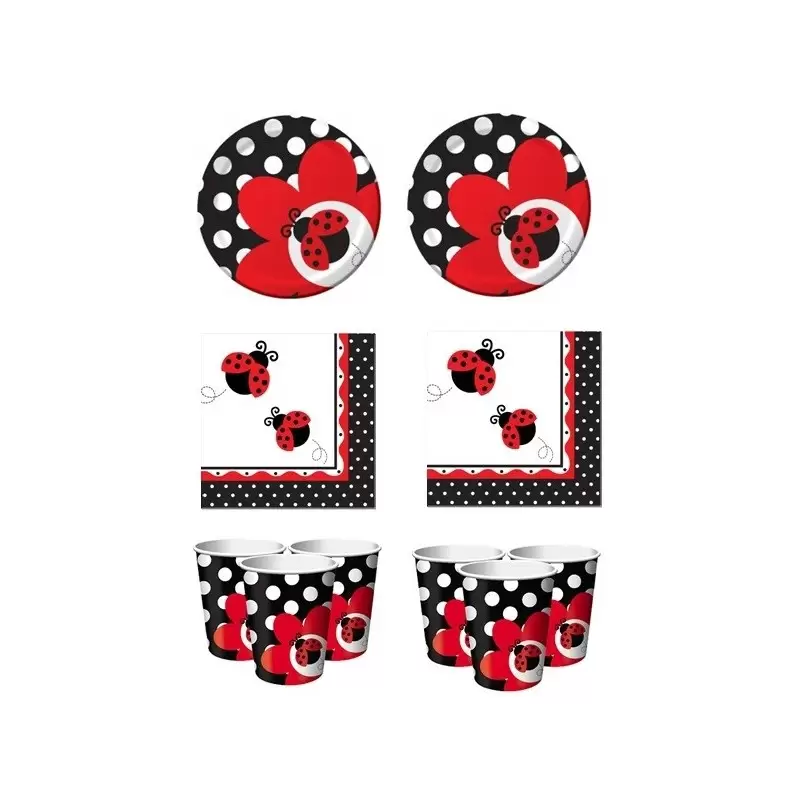 KIT N2 64 PZ COORDINATO TAVOLA FESTA PARTY FANTASIA COCCINELLE