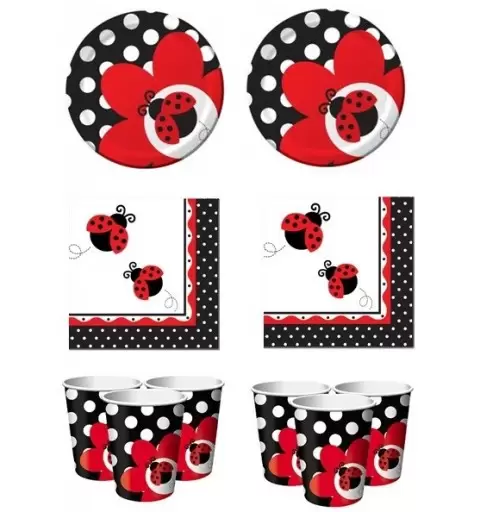 KIT N2 64 PZ COORDINATO TAVOLA FESTA PARTY FANTASIA COCCINELLE