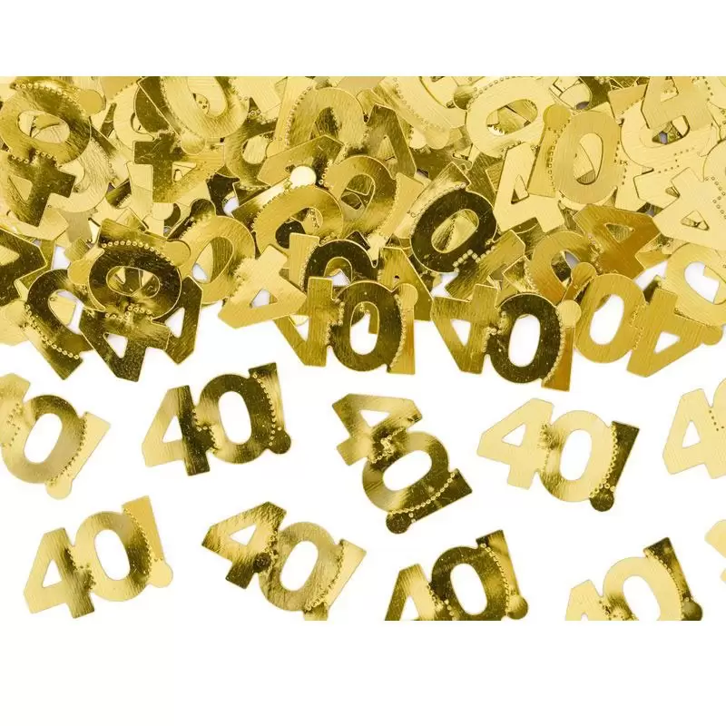 coriandoli confettti metallici numero 40 dorato 1 x 2 cm 15 g KONS35-40-019ME