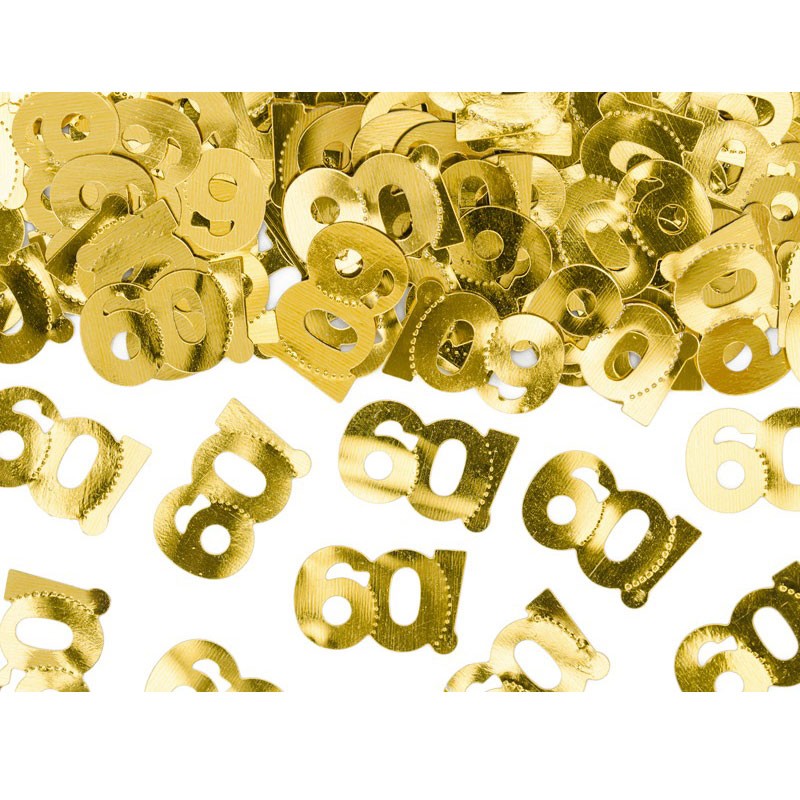 coriandoli confettti metallici numero 60 dorato 1 x 2 cm 15 g  KONS35-60-019ME