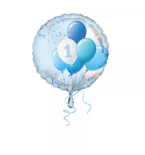 Pallone foil 42 cm primo compleanno palloncini celesti 5IT800007