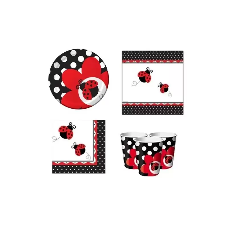 KIT N2 64 PZ COORDINATO TAVOLA FESTA PARTY FANTASIA COCCINELLE