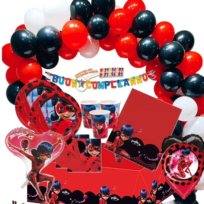 Ladybug Set di Forniture per Feste 77 Pezzi Set Completo di Forniture per Decorazioni per Feste di Compleanno per Bambini di 10 