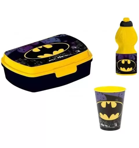 SET MERENDA BATMAN - BICCHIERE BORRACCIA E PORTA MERENDA