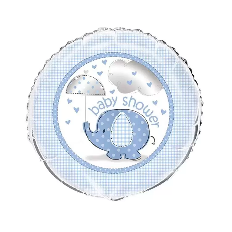 Palloncino foil da 46 cm per Baby Shower celeste con elefantino 41707