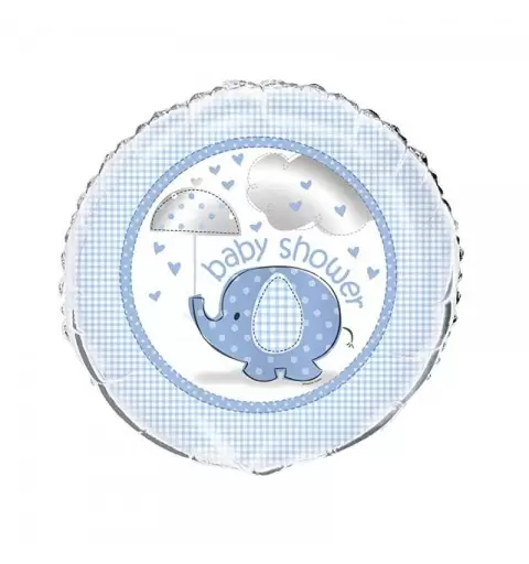 Palloncino foil da 46 cm per Baby Shower celeste con elefantino 41707