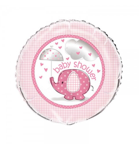 Palloncino foil da 46 cm per Baby Shower rosa con elefantino 41667