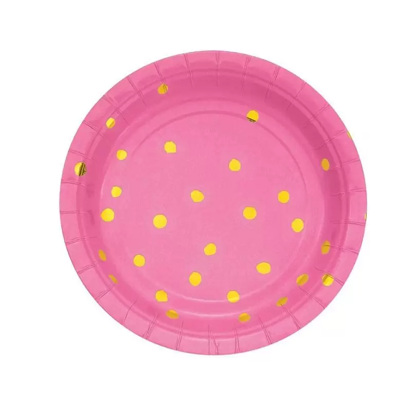 Piatto dessert 17,4 cm rosa acceso / Oro metallizzato 8 pz 329951
