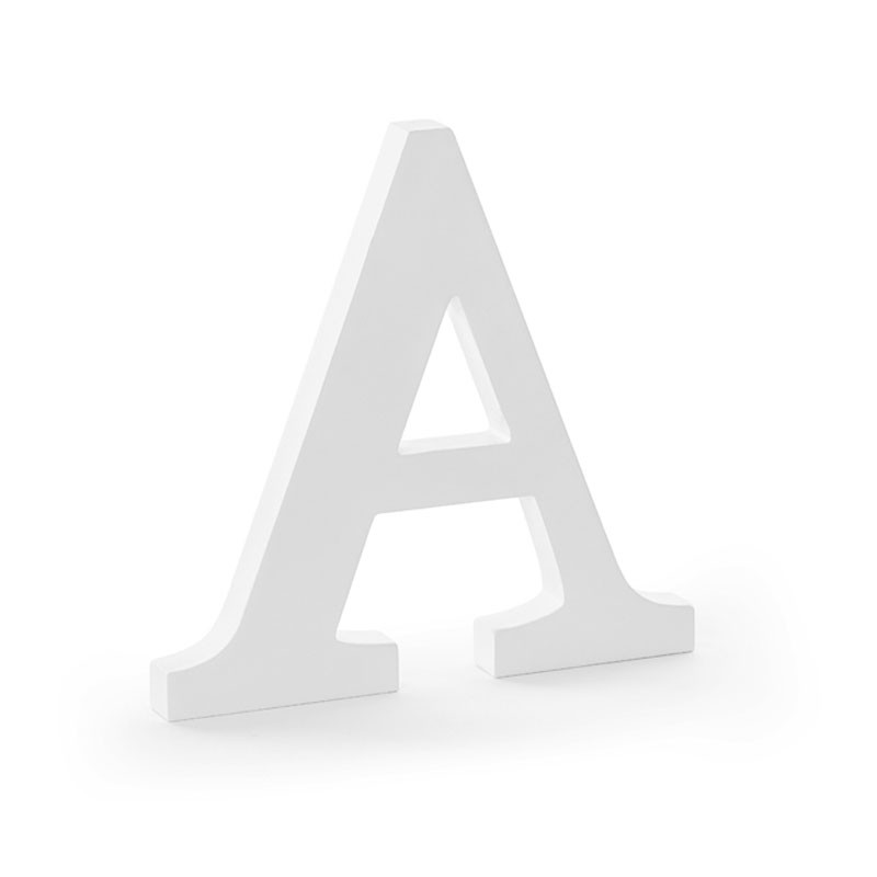 Lettera A in legno di colore bianco 21,5 x 20 cm DL1-A-008