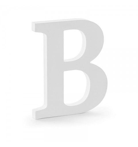 Lettera B in legno di colore bianco 16,5 x 20 cm DL1-B-008