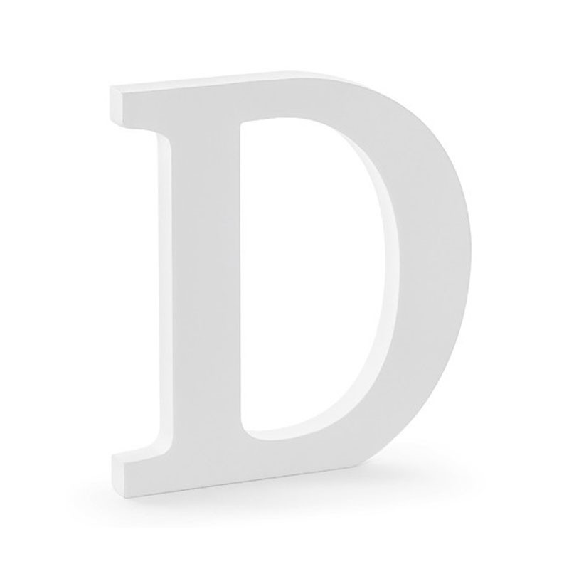Lettera D in legno di colore bianco 19,5 x 20 cm DL1-D-008