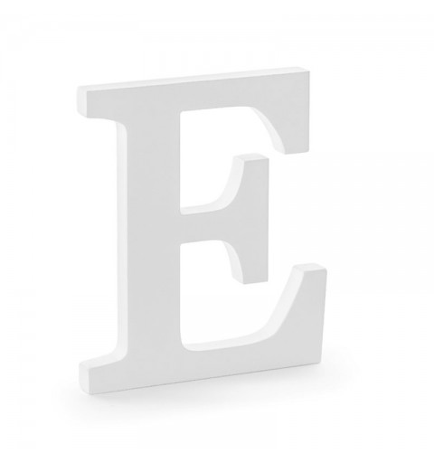 Lettera E in legno di colore bianco 17 x 20 cm DL1-E-008