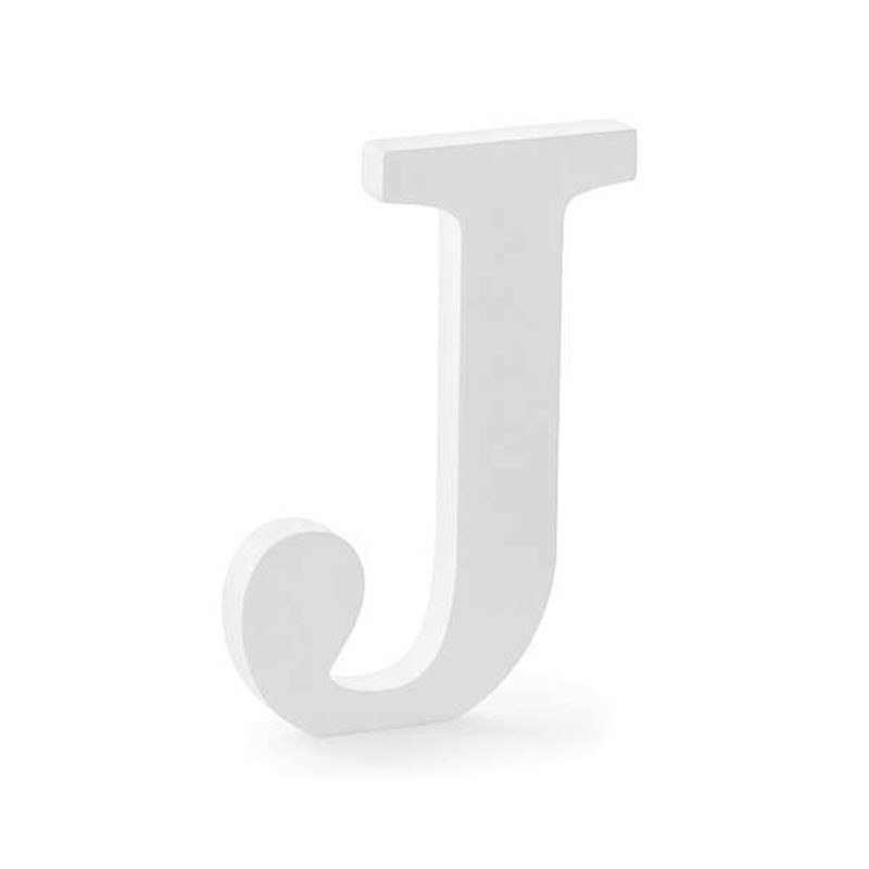 Lettera J in legno di colore bianco 14,5 x 20 cm DL1-J-008