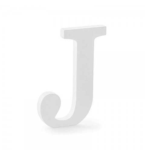 Lettera J in legno di colore bianco 14,5 x 20 cm DL1-J-008