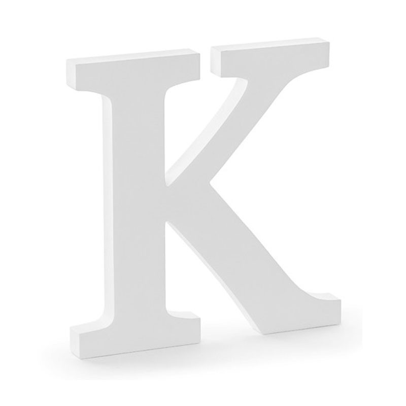 Lettera K in legno di colore bianco 19,5 x 20 cm DL1-K-008