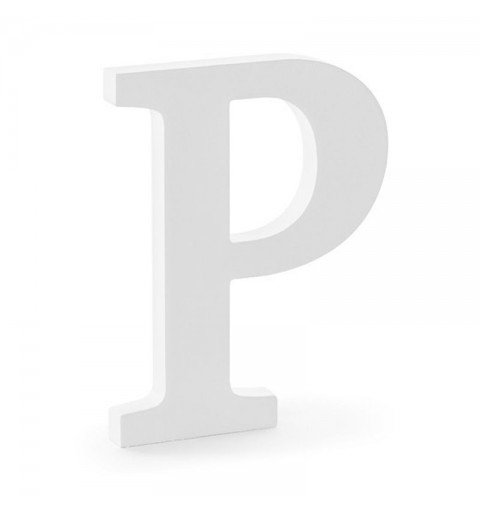 Lettera P in legno di colore bianco 15,5 x 20 cm  DL1-P-008