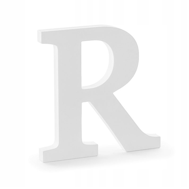 Lettera R in legno di colore bianco 19,5 x 20 cm DL1-R-008