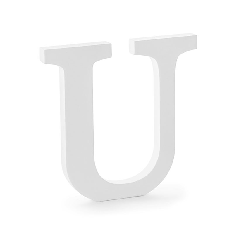 Lettera U in legno di colore bianco 20.5 x 20 cm DL1-U-008