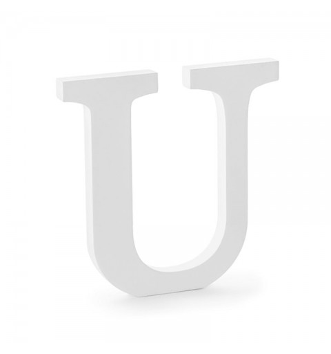 Lettera U in legno di colore bianco 20.5 x 20 cm DL1-U-008
