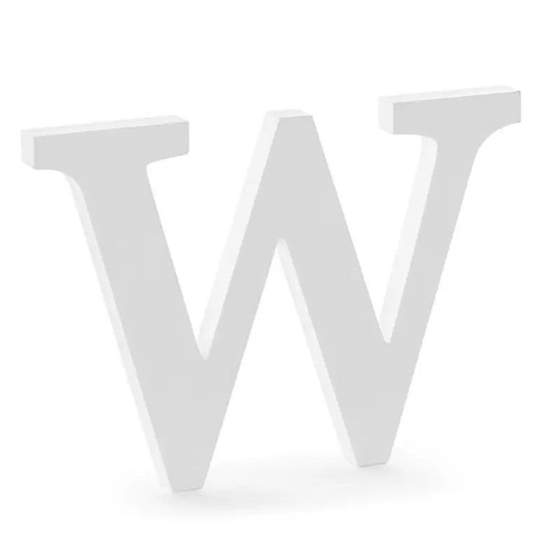 Lettera W in legno di colore bianco 26,5 x 20 cm DL1-W-008