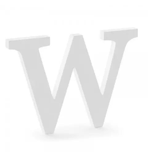 Lettera W in legno di colore bianco 26,5 x 20 cm DL1-W-008