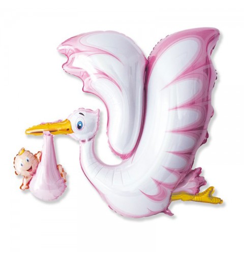 Palloncino foil cicogna Rosa Cm. 106 x 94 42328