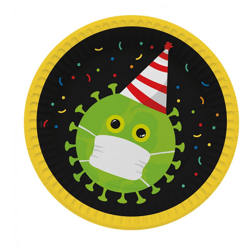 Piatto carta 23 cm Virus Free Party 6 pz 44623