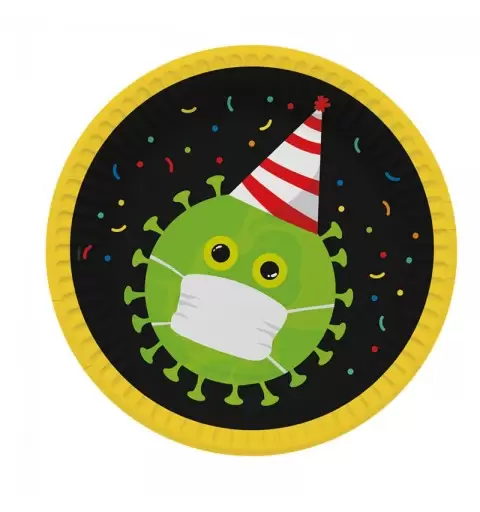 Piatto carta 23 cm Virus Free Party 6 pz 44623