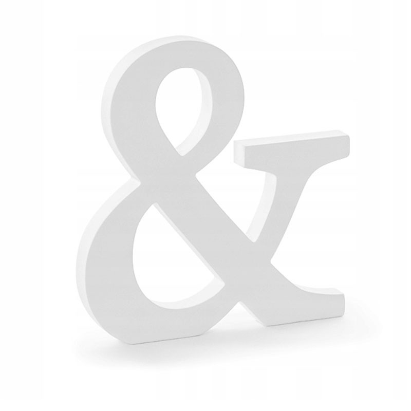 Simbolo & in legno di colore bianco 19,5 x 20 cm DL1-&-008
