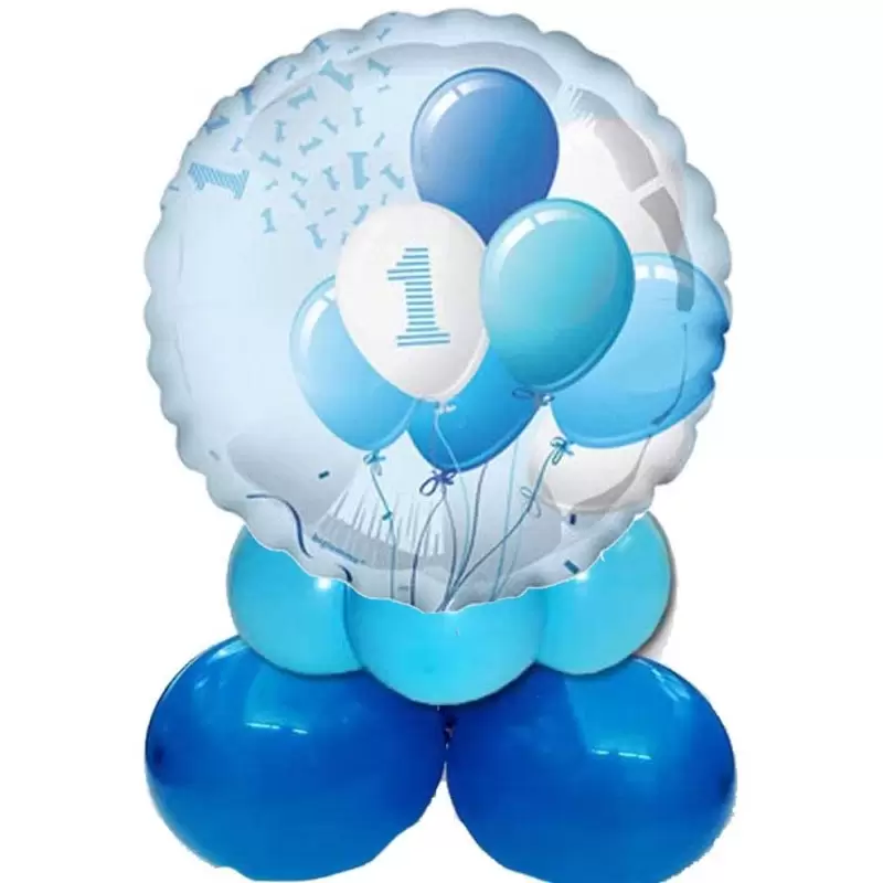 CENTROTAVOLA PALLONCINI PRIMO COMPLEANNO CELESTE