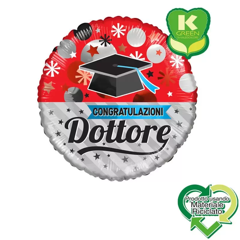 Pallone foil Congratulazioni Dottore con Tocco Tondo K-Green 18 999227-01