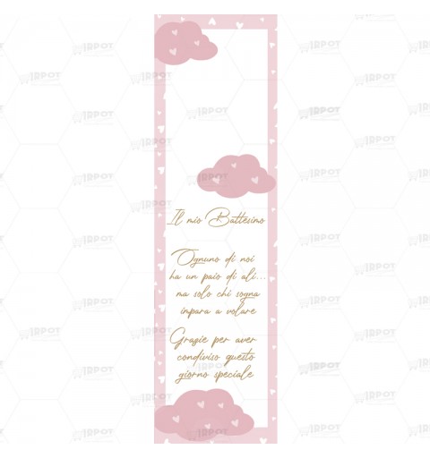 SEGNAPOSTO BATTESIMO ROSA CON MONGOLFIERE LOVE - 20 PZ