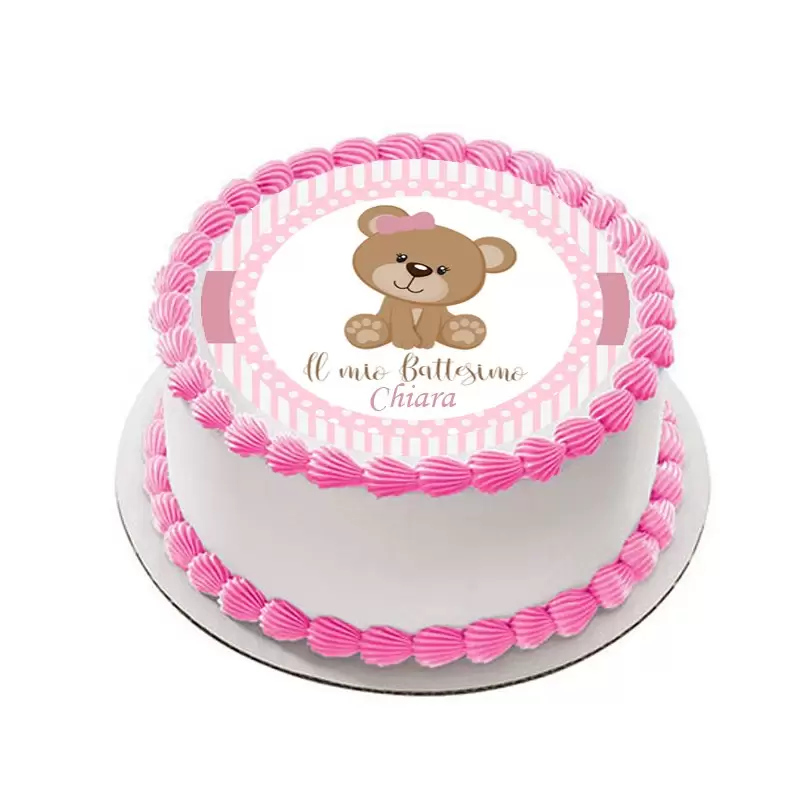 CIALDA BATTESIMO ORSETTA ROSA TONDA PERSONALIZZABILE