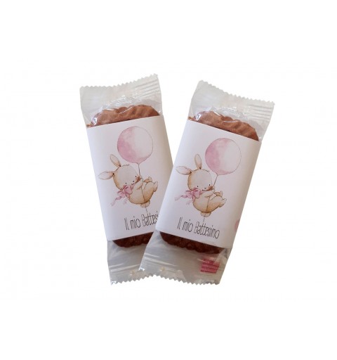 BISCOTTI DI CORTESIA BATTESIMO CONIGLIETTA ROSA - 50 PZ