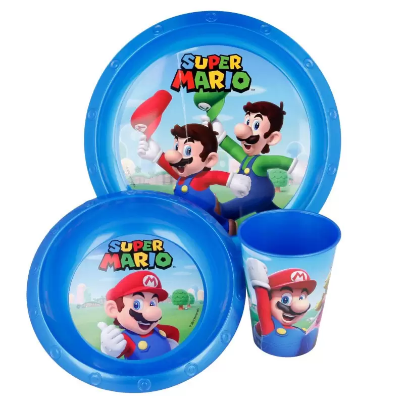 Set Easy 3 pezzi (piatto e ciotola Easy) bicchiere 260 ml Super Mario 21415