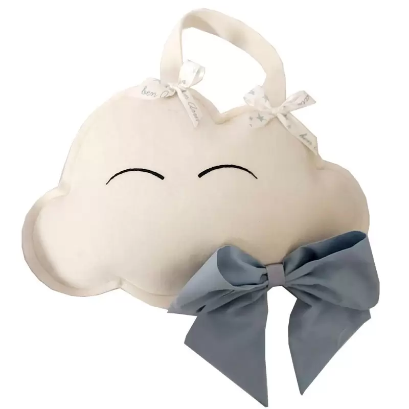 Decorazione fuori porta nascita nuvoletta con fiocco ceelste 30 x 20 cm