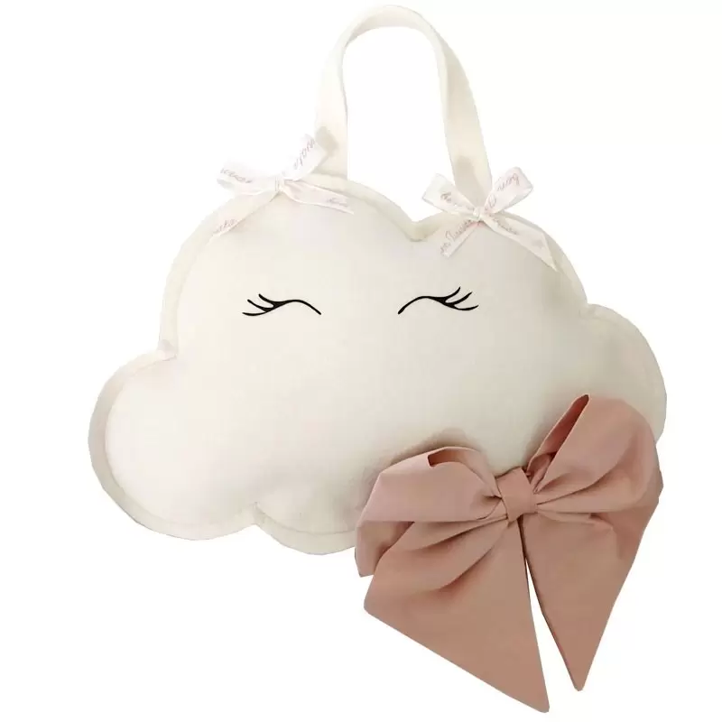 Decorazione fuori porta nascita nuvoletta con fiocco rosa 30 x 20 cm