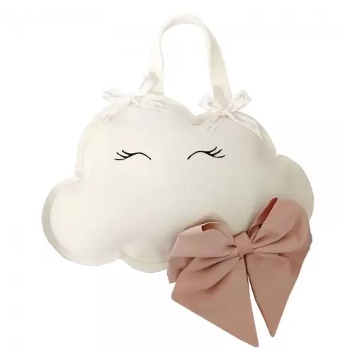 Decorazione fuori porta nascita nuvoletta con fiocco rosa 30 x 20 cm