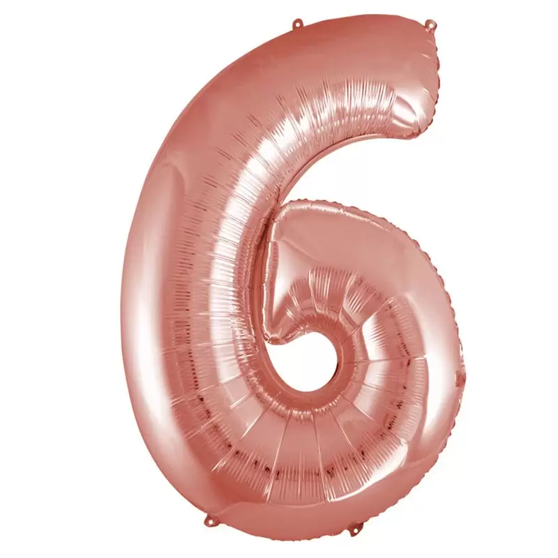 Palloncino foil numero 6 rose gold 101 cm RCRG 6/01