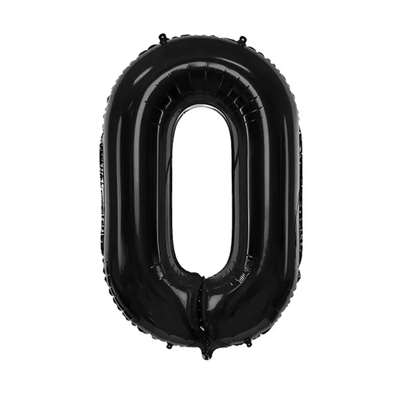 Palloncino numero \'\' 0 \'\' in lamina metallica nero 86 cm 34\'\' FB1M-0-010
