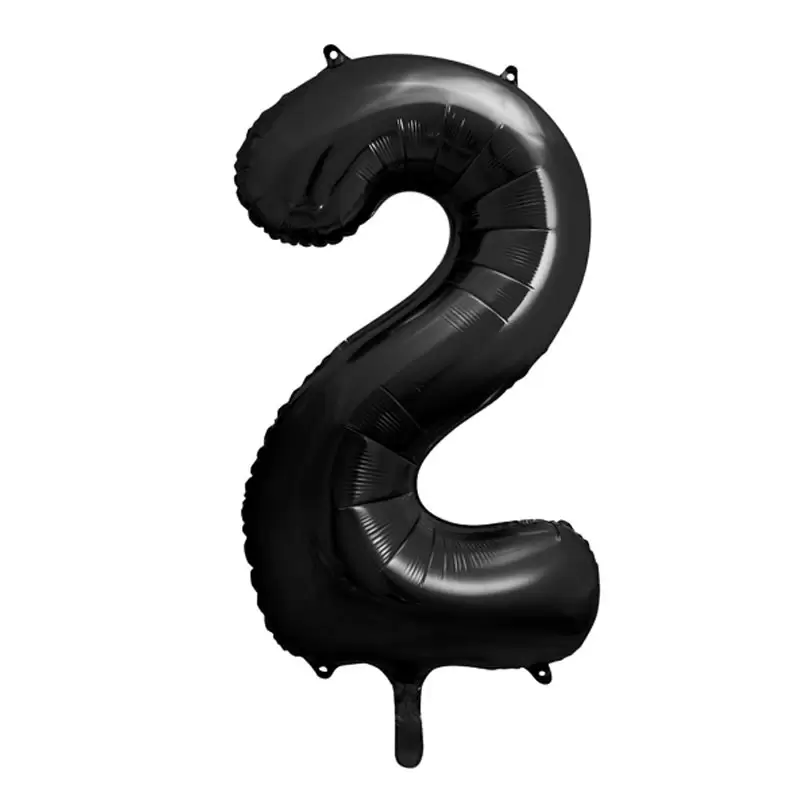 Palloncino numero \'\' 2 \'\' in lamina metallica nero 86 cm 34\'\' FB1M-2-010