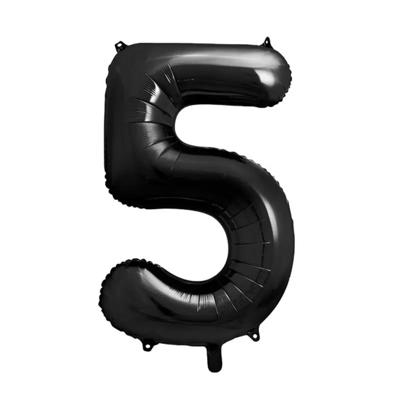 Palloncino numero \'\' 5 \'\' in lamina metallica nero 86 cm 34\'\' FB1M-5-010