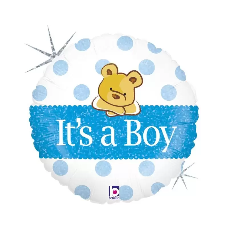 Palloncino Foil olografico it\'s a boy con orsetto 86826H 46 cm
