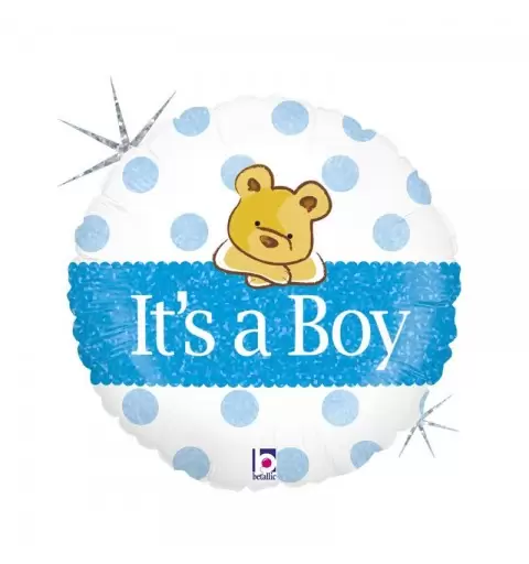 Palloncino Foil olografico it\'s a boy con orsetto 86826H 46 cm