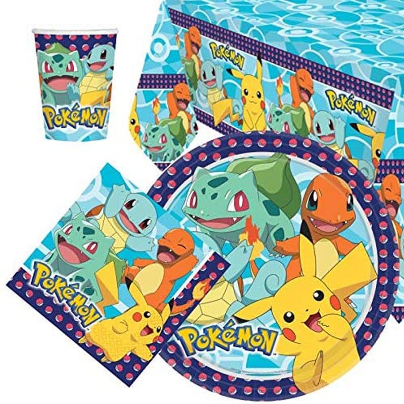 Compleanno Pokemon Pikachu Party Forniture Stoviglie usa e getta Tovaglia  Bicchiere di carta Piatto Bambino Bagno Decorazione Set Hy
