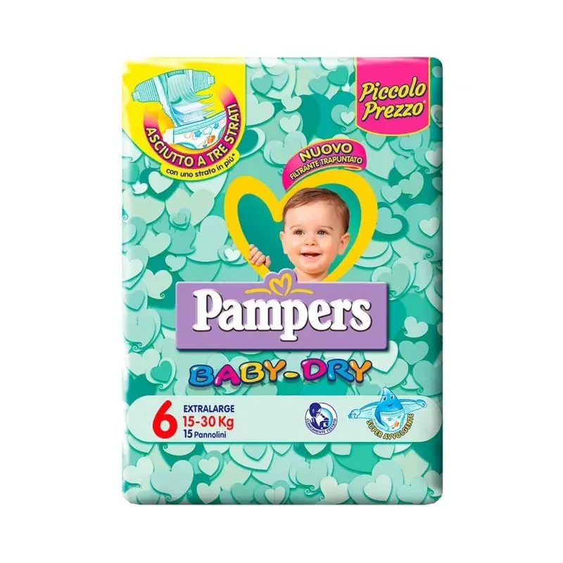 6 PACCHI PANNOLINI PAMPERS BABY DRY TAGLIA 5 114 PEZZI
