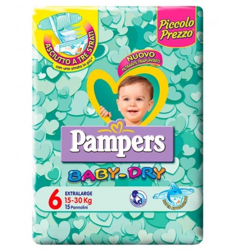 6 PACCHI PANNOLINI PAMPERS BABY DRY TAGLIA 5 114 PEZZI