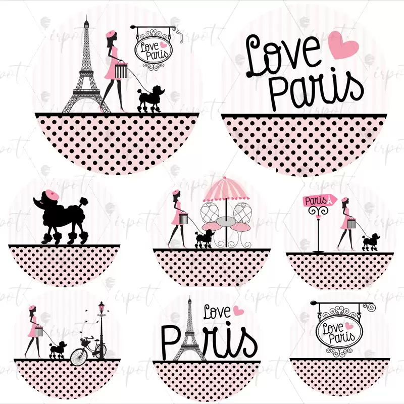 ADESIVO TONDO LOVE PARIS PARTY - 1 PZ