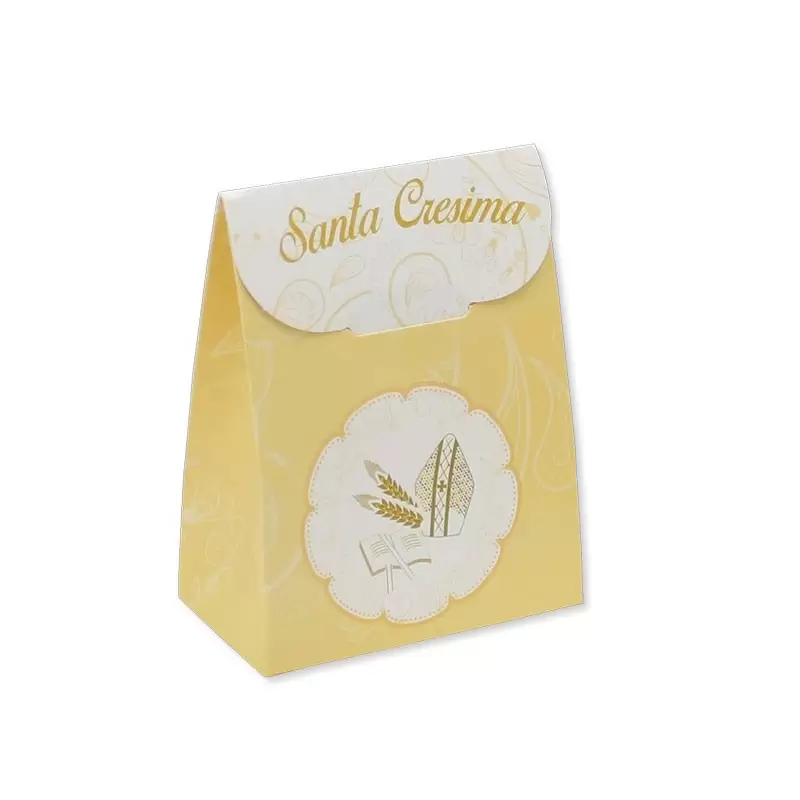 25 Scatoline portaconfetti sacchetto  in carta 6 x 8 x 3,5 cm La Mia Cresima 81693