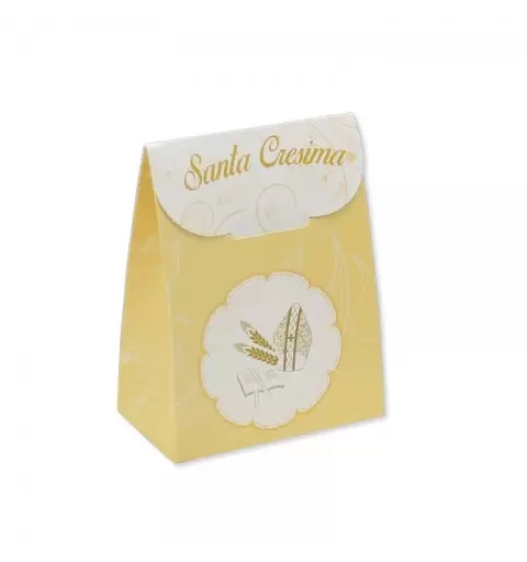 25 Scatoline portaconfetti sacchetto  in carta 6 x 8 x 3,5 cm La Mia Cresima 81693